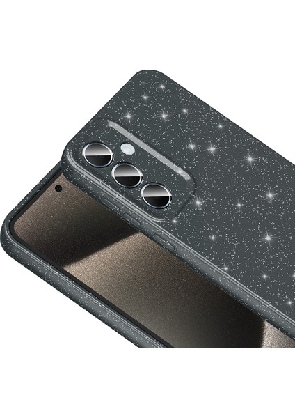 Samsung Galaxy A55 Kılıf Kamera Korumalı Simli Lüks Koton Kapak - Gri