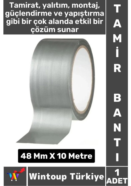 Uzun Ömürlü Su Nem Küfe Dayanıklı Çok Amaçlı Gri Montaj Onarım Tamir Bantı 48 mm x 10 Metre