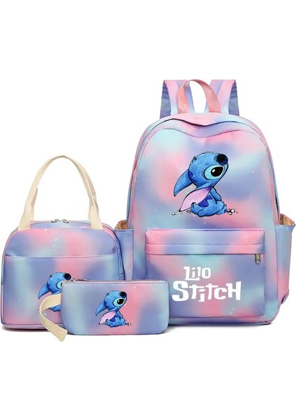 Disney Lilo Dikiş Renkli Sırt Çantası 3pcs/set Kadınlar Için Set Bags ile Günlük Okul Çantaları Boy Boy Öğrenci Öğrenci Genç Sırıltılar Renk: 2 (Yurt Dışından)