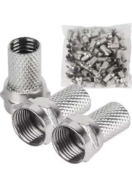 (50 Adet) F Konnektör Rg6 / U4 Uydu Anten Kablosu Jackı 18 Mm Standart Uç
