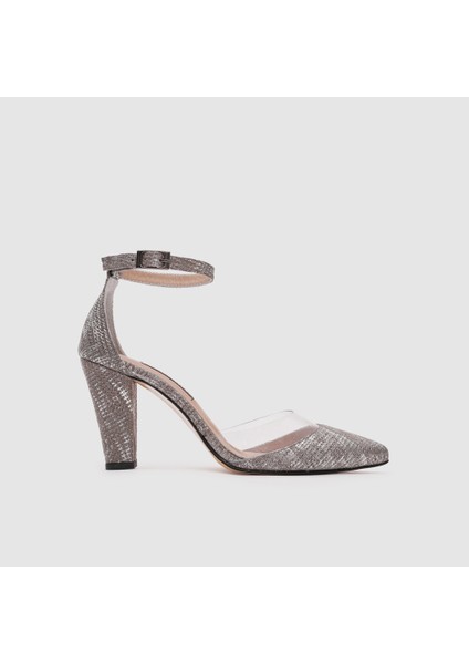 Kadın Topuklu Ayakkabı 060156, Gümüş Desen, 39