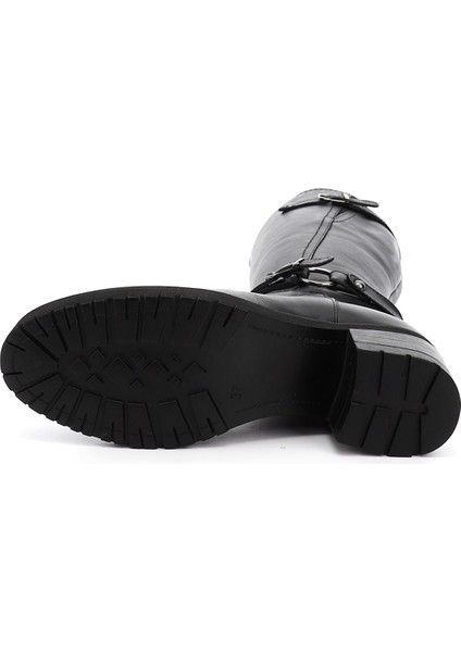 Gön Hakiki Deri Yuvarlak Burun Kauçuk Taban Topuklu Fermuarlı Tokalı Kadın Çizme 44562 indirimleri