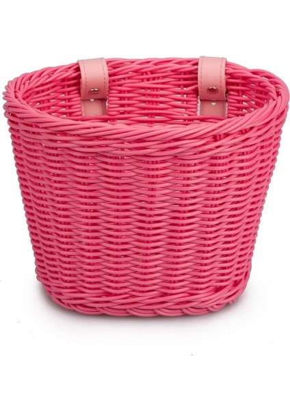 Bisiklet Sepeti Çocukları El Dokuması Bisiklet Sepeti Bisiklet Ön Gideri Kargo Paneli ile Çan Püskül Çıkartmalar Set Bisiklet Sepetleri Renk: Pembe (Yurt Dışından)