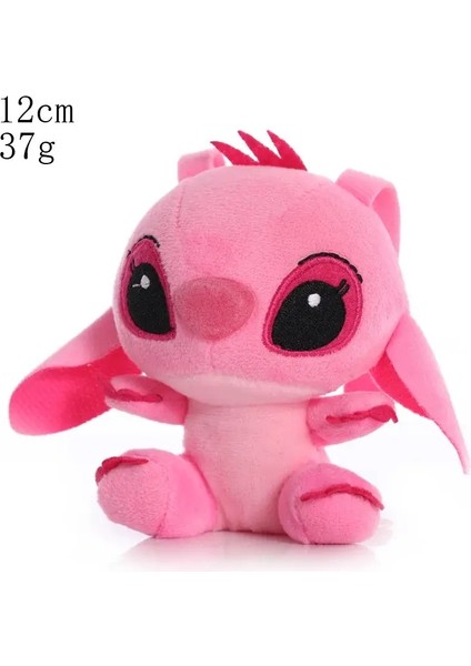 Disney Stitch Angel 12CM Peluş Bebek Sevimli Karikatür Anahtar Backpack Kolye Anime Periferik Çift Aksesuarlar Doğum Günü Hediyesi Yeni Rolor Adı: Angie (Yurt Dışından)