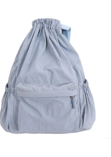 E8FB Modaya Düzenli Tuval Drawstring Sırt Çantası Gençler ve Yetişkinler Için Büyük Kapasiteli Okul ve Seyahat Çantası Düz ​​renk Day Renk Kitabı Bagcolor: Mavi (Yurt Dışından)