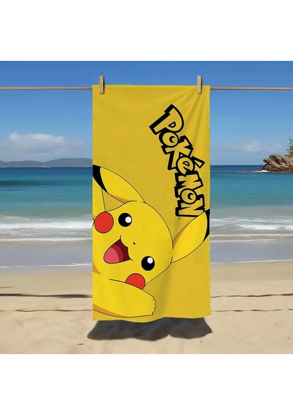 Pikachu Plaj Havlu Seyahat Serviette Mikrofiber Spor Salonu Havlu Banyo Spa Bebek Özelleştirilmiş Playa Ev Sauna Renk: 428JDY0054/BEDEN: 70X140CM (28X56IN) (Yurt Dışından)