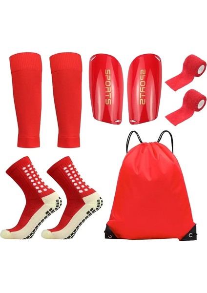5 Adet Set Gençler Futbol Çantası Futbol Çorapları Kavrama Erkekler Spor Çorap Futbol Bacak Kapağı Shin Pedler Futbol Antrenmanı Sapı Banda Renk: Kırmızı (Yurt Dışından)