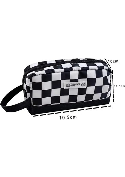 Taşınabilir Dama Tahtası Kırtasiye Çantası, Fermuarlı Sevimli Tuval Kalem Kılıfı, Öğrenciler Ofisi, Masaüstü Depolama, Mükemmel Hediye Kilo: Siyah (Yurt Dışından)