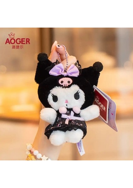 Aoger Sanrio Ziy Serisi Kuromi Doll Peluş Oyuncaklar Karikatür Sevimli Oda Dekorasyonu Sırt Çantası Kolye Çocuk Oyuncak Hediyesi: 15CM (Yurt Dışından)
