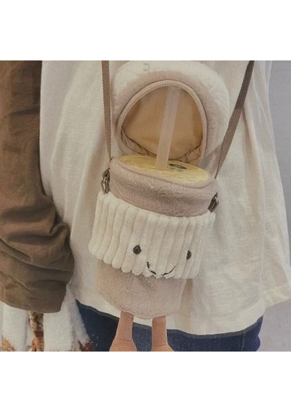 Çoğaltma Karikatür Kahve Süt Çayı Poşet Ilginç Kolye Peluş Oyuncak Keychain Bebekleri Eşlik Eden Daklar Crossbody Peluş Bagscolor: Pink (Yurt Dışından)