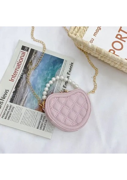 Çocuklar Deri Çantalar ve Çantalar Kızlar Için Mini Crossbody Çantalar Kalp Heart E Biriken Çanta Toddler Inci Tote El Çantaları Renk: Pembe (Yurt Dışından)