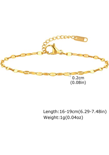 Kadınlar Için Istiflenebilir, Zincirsiz Çelik Bilezik, Ince Herribone Zinciri Bileziği Su Geçirmez Altın Kaplama Takı Metal Renk: BR-2151G (Yurt Dışından)