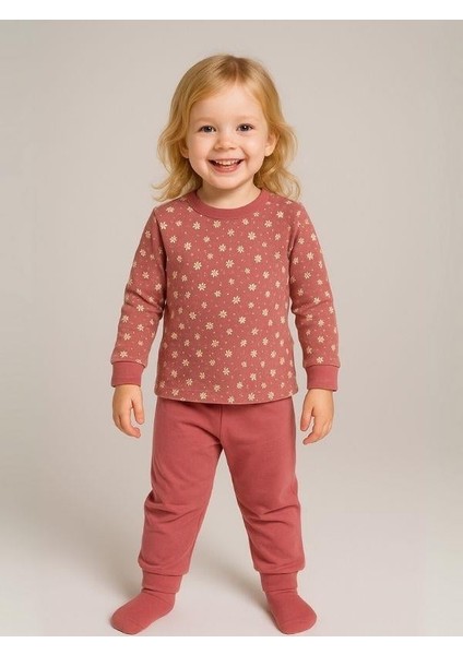 Kız Çocuk Çiçek Desenli Pamuklu Yumuşak Dokulu Pijama Takımı