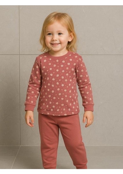 Kız Çocuk Çiçek Desenli Pamuklu Yumuşak Dokulu Pijama Takımı modelleri