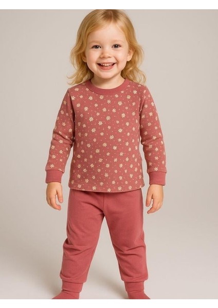 Kız Çocuk Çiçek Desenli Pamuklu Yumuşak Dokulu Pijama Takımı fırsatları