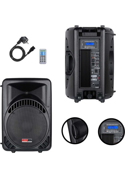 AMPLE-12A Aktif Kabin Hoparlör 12 Inç 800 Watt Bluetooth USB