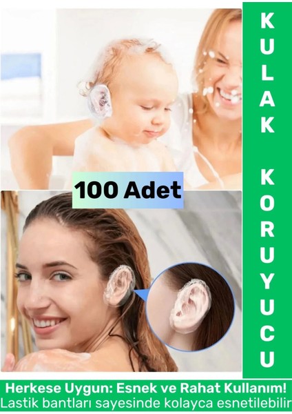 Yetişkin Çocuk Kullanım Banyo Deniz Havuz Yüzme Su Kaçma Önleyen Koruyucu Esnek Kulak Bonesi 100 Adt