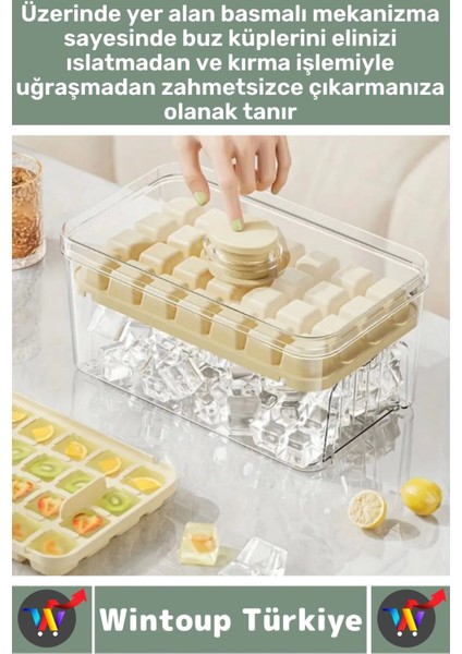 Dayanıklı Sert Plastik Zahmetsiz Bpa Içermez Şeffaf Kapaklı Hazneli 56 Bölmeli Basmalı Pratik Buzluk fiyatları