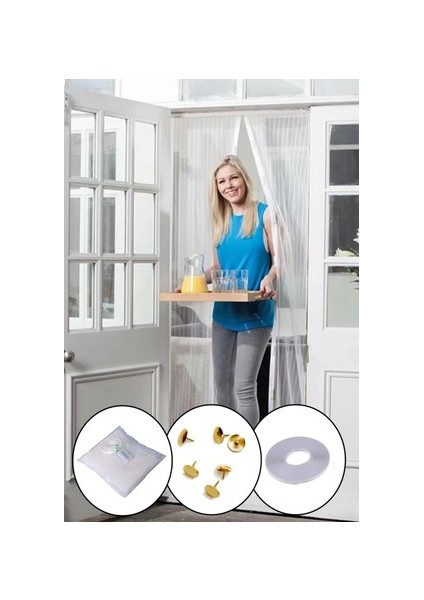 AYDOGANTICARET44 Mıknatıslı Kapı Sinekliği Tül Perde 105 x 205 cm (5199)