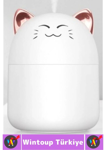 Portatif Sessiz Çalışır Şık Sevimli Kedi Tasarımlı Humidifier USB Şarjlı Oda Hava Nemlendirici 250ML modelleri