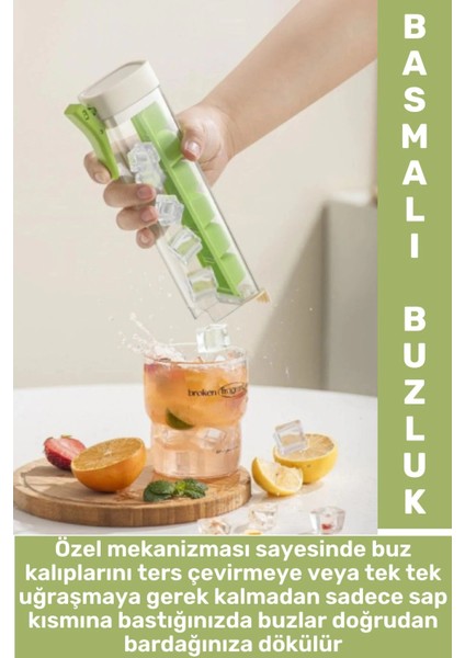 Yeni Nesil Kolay Kullanım Kokteyl Soğuk Kahve Içecek Şık Tasarım Pratik Basmalı Küp Buz Kalıbı