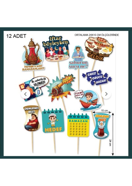 12 Adet Ramazan Mesajlı Karton Konuşma Balonu