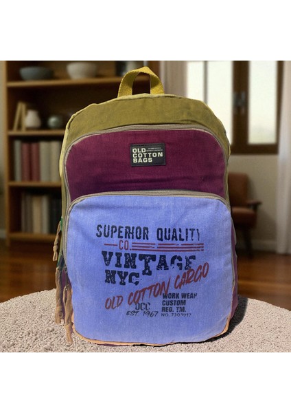 Kaliteli Renkli Vintage Disayn Sırt Gezi Okul Seyahat Çantası 30 cm x 42 cm