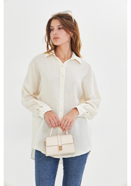 Müslin Kumaş Kadın Rahat Kesim, Oversize, Salaş Gömlek