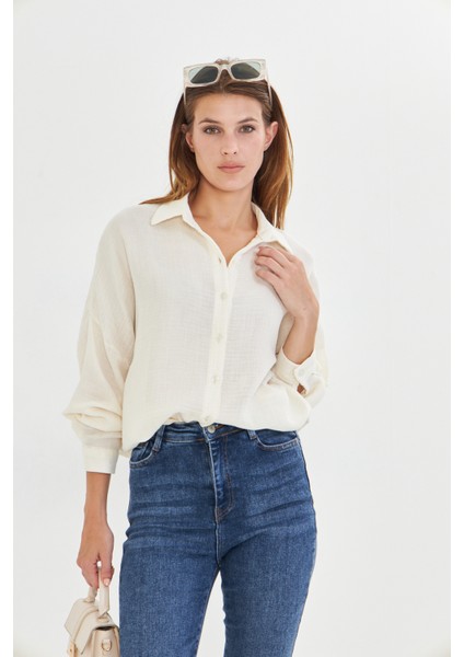 Müslin Kumaş Kadın Rahat Kesim, Oversize, Salaş Gömlek fırsatları