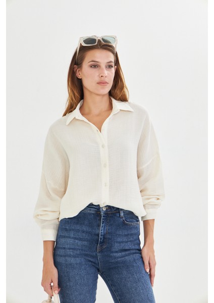 Müslin Kumaş Kadın Rahat Kesim, Oversize, Salaş Gömlek