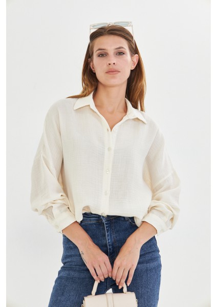 Müslin Kumaş Kadın Rahat Kesim, Oversize, Salaş Gömlek