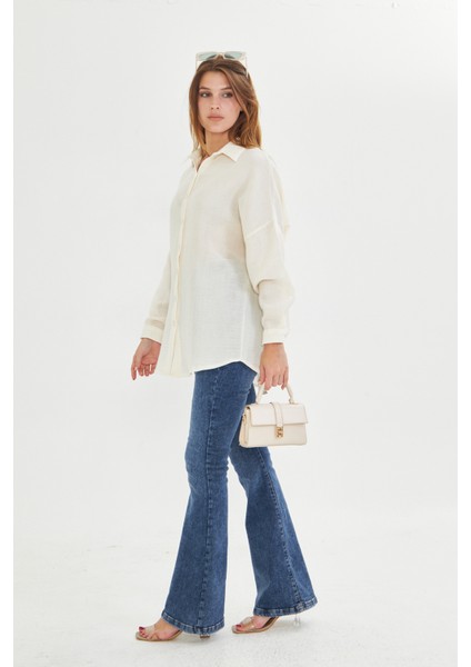 Müslin Kumaş Kadın Rahat Kesim, Oversize, Salaş Gömlek