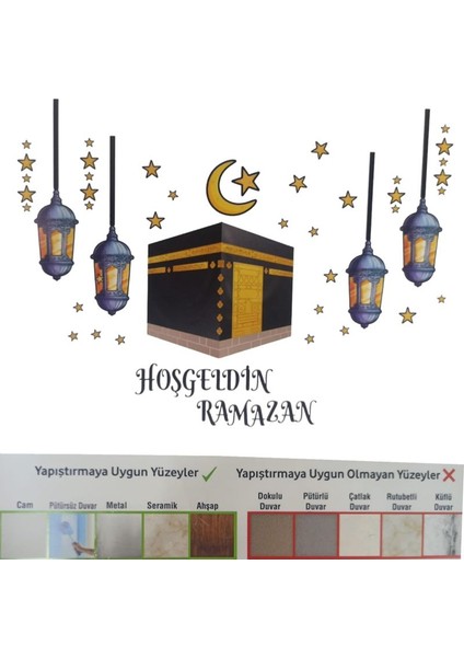 Cam ve Duvar Için Ramazan Temalı Çıkartma Sticker 31 Parça
