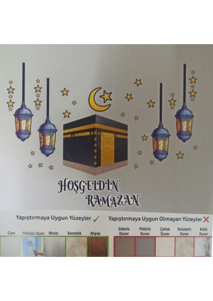 Cam ve Duvar Için Ramazan Temalı Çıkartma Sticker 31 Parça fiyatları
