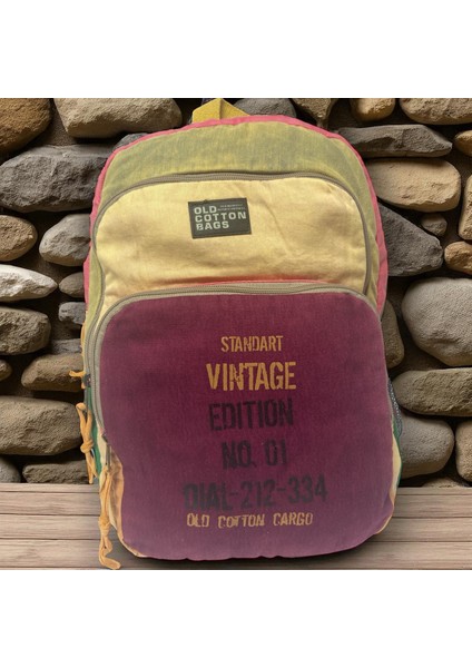Kaliteli Renkli Vintage Disayn Sırt Gezi Okul Seyahat Çantası 30 cm x 42 cm