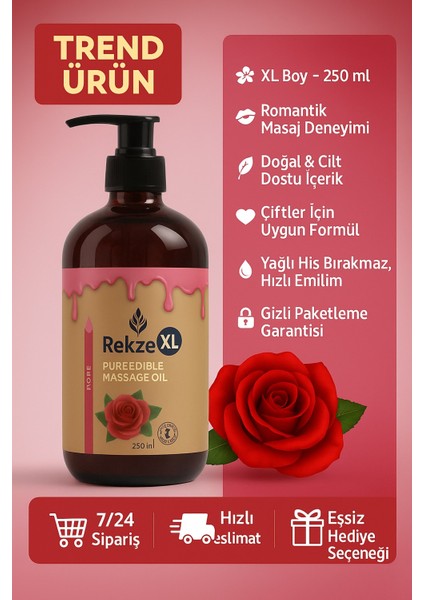 Büyük Boy Gül Aromalı Afrodizya K Etkili Vücut Aromaterapi Masaj Yağı 250 ml fiyatları