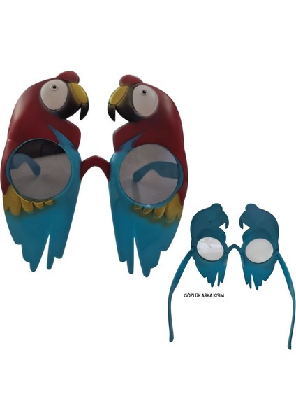 Parrot Papağan Şeklinde Hawaian Tropikal Parti Gözlüğü Mavi Kırmızı Renk