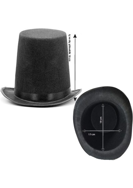 Halloween Keçe Siyah Renk Sihirbaz Uzun Şapkası Eldiveni Asası Seti fiyatları