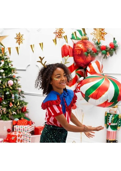 Kırmızı Beyaz Yeşil Beyaz Renk Yılbaşı Şekerleri Şekilli Folyo Balon 45 cm 2 Adet Retro fiyatları