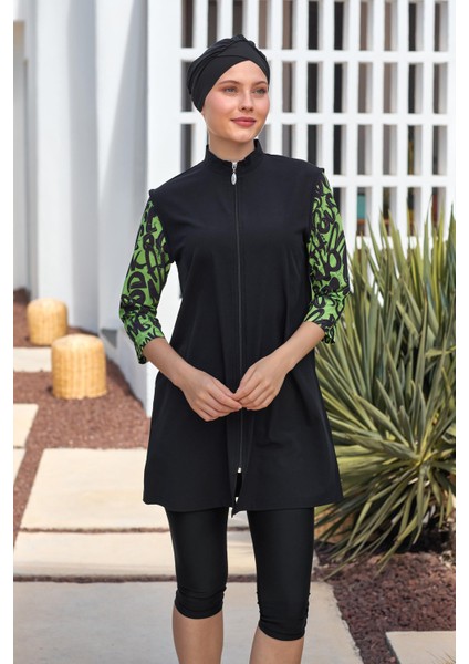 1602 Karet Uzun Kollu Tesettür Mayo