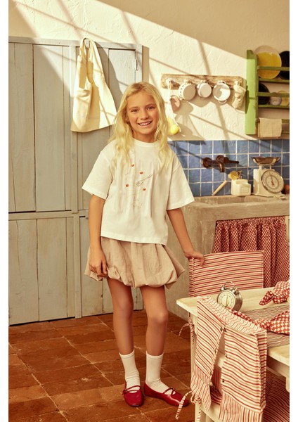 Bej Pamuk Mini Balon Etek fiyatları