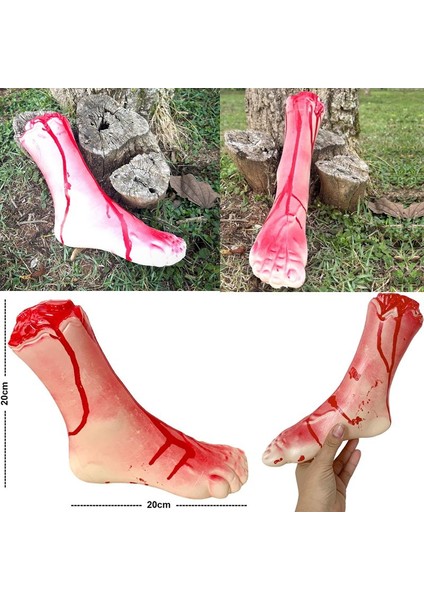 Halloween Sert Plastik Dekor Amaçlı Kanlı Kesik Ayak 1 Adet