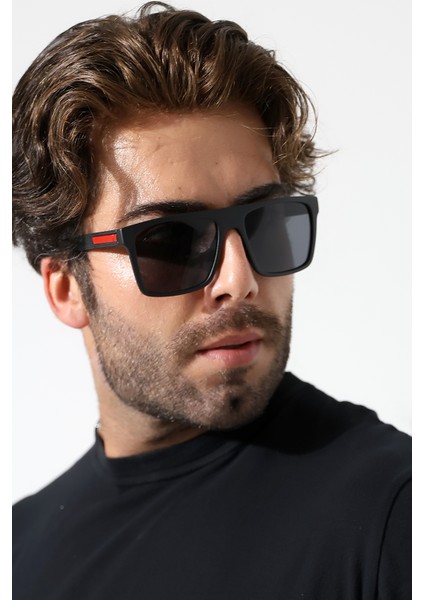 Erkek Kare Mat Siyah Polarize Güneş Gözlüğü 23061 C2 M P