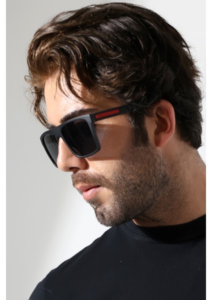 Erkek Kare Mat Siyah Polarize Güneş Gözlüğü 23061 C2 M P fırsatları