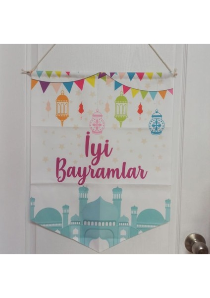 Ramazan Temalı Iyi Bayramlar Yazılı Asma Petek Kumaş Flama fiyatları