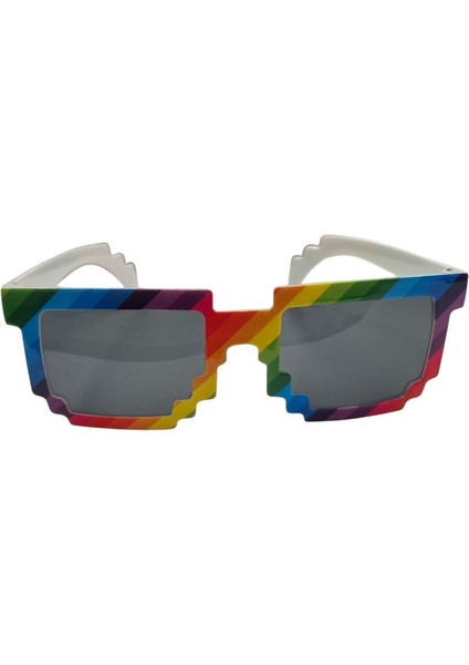 80S 90S Disko Retro Pixel Parti Gözlüğü Multicolor Renk fiyatları