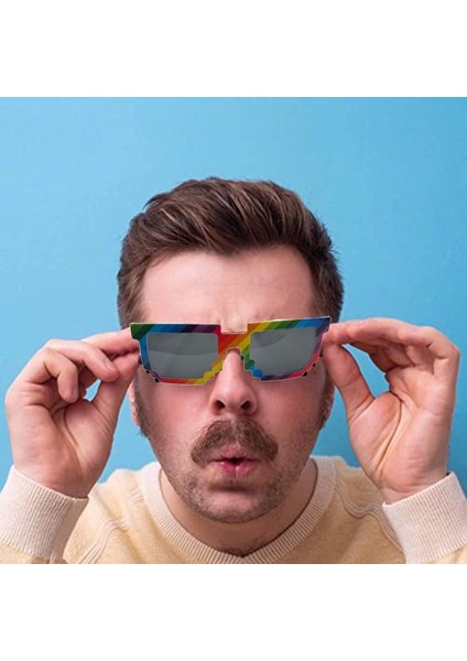 80S 90S Disko Retro Pixel Parti Gözlüğü Multicolor Renk modelleri