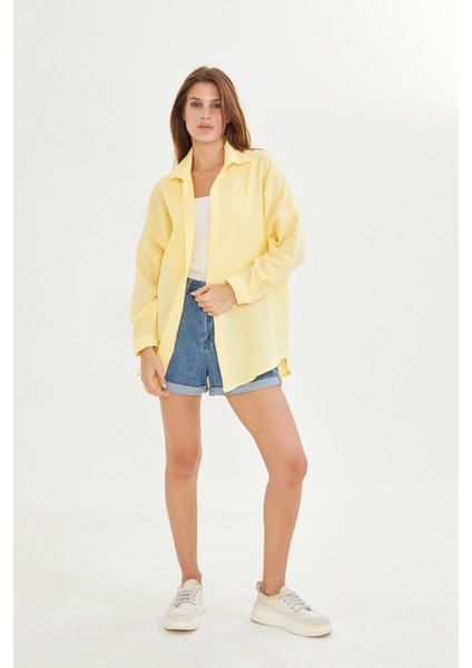 Si&su Müslin Kumaş Kadın Rahat Kesim, Oversize, Salaş Gömlek