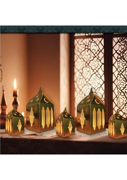 5 Adet 2 Boy Ramazan Temalı Karton Masa Dekor Süsü Altın Renk fiyatları