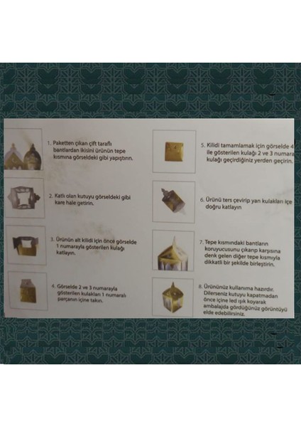 5 Adet 2 Boy Ramazan Temalı Karton Masa Dekor Süsü Altın Renk modelleri